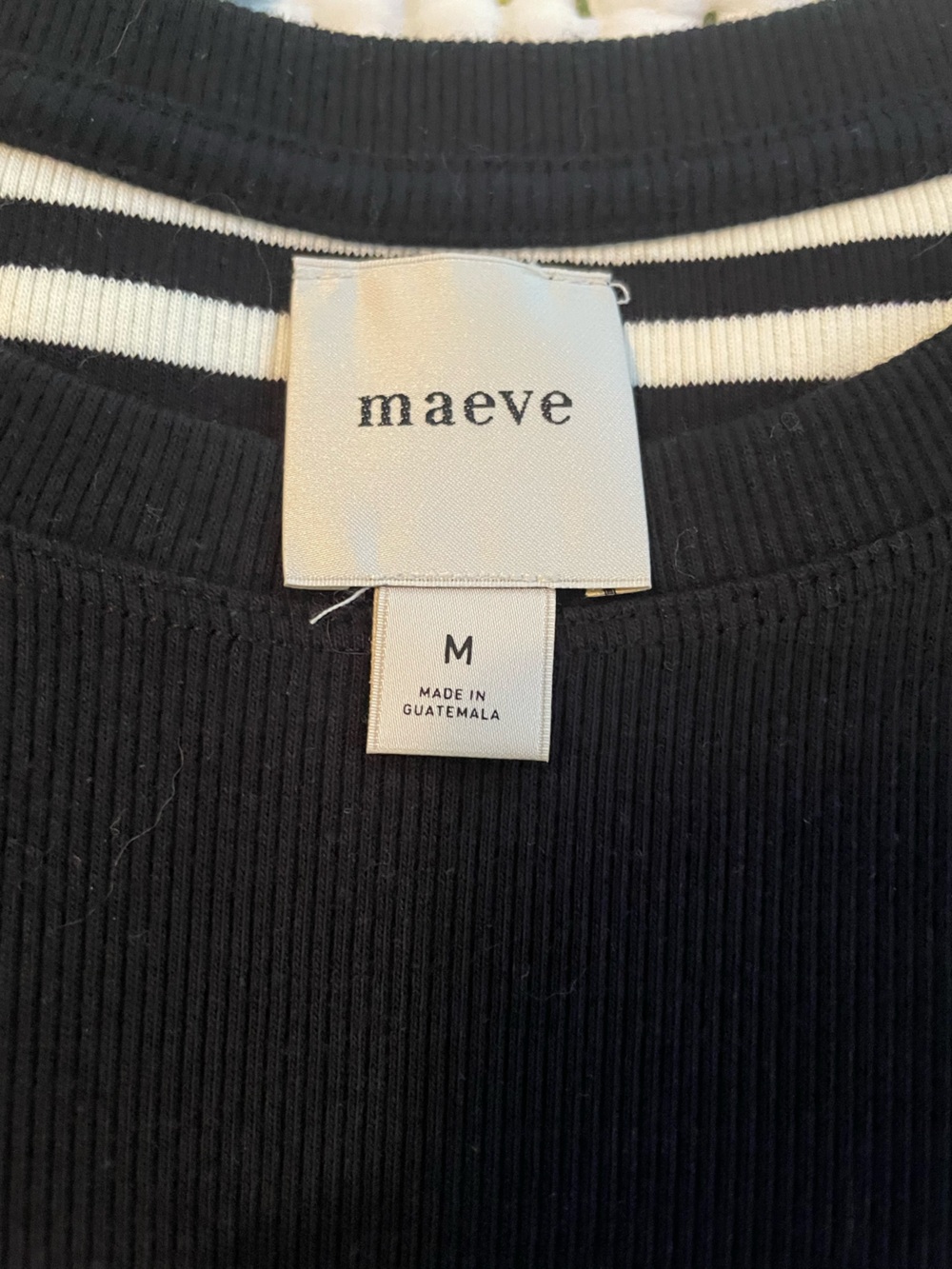 Maeve NWOT Black & White Ribbed Knit Cropped Shirt - Picture 2 of 6
